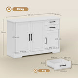 HOMCOM Sideboard with 2 Drawers, 3 Soft-Close Doors and Adjustable Shelf – Kitchen Storage Cabinet, White
