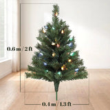 HOMCOM Set of 2 Pre-Lit 60 cm Outdoor Christmas Trees with Ground Stakes and 60 Multicolour LEDs, Green