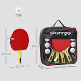 SPORTNOW Portable Table Tennis Set with 4 Bats, 8 3-Star Balls & Padded Carry Case – Indoor & Outdoor Ping Pong