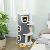 PawHut 101cm Cat Tree with Sisal Scratching Posts, 3 Barrel Condos – Indoor Cat Tower for Rest and Play