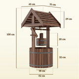 Outsunny Wood Wishing Well for Outside with Hanging Bucket