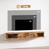 HOMCOM 120 cm Floating TV Unit for TVs up to 50 Inch with Flip Drawer and Open Shelves – Rustic Brown