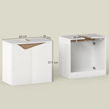 HOMCOM Under Sink Bathroom Cabinet with Soft-Close Doors – U-Shaped Cut-Out for Wall-Mounted Basins, White