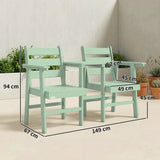 Outsunny Wooden Jack and Jill Garden Seat – 2-Seater Loveseat with Integrated Table, Embossed Finish, Green