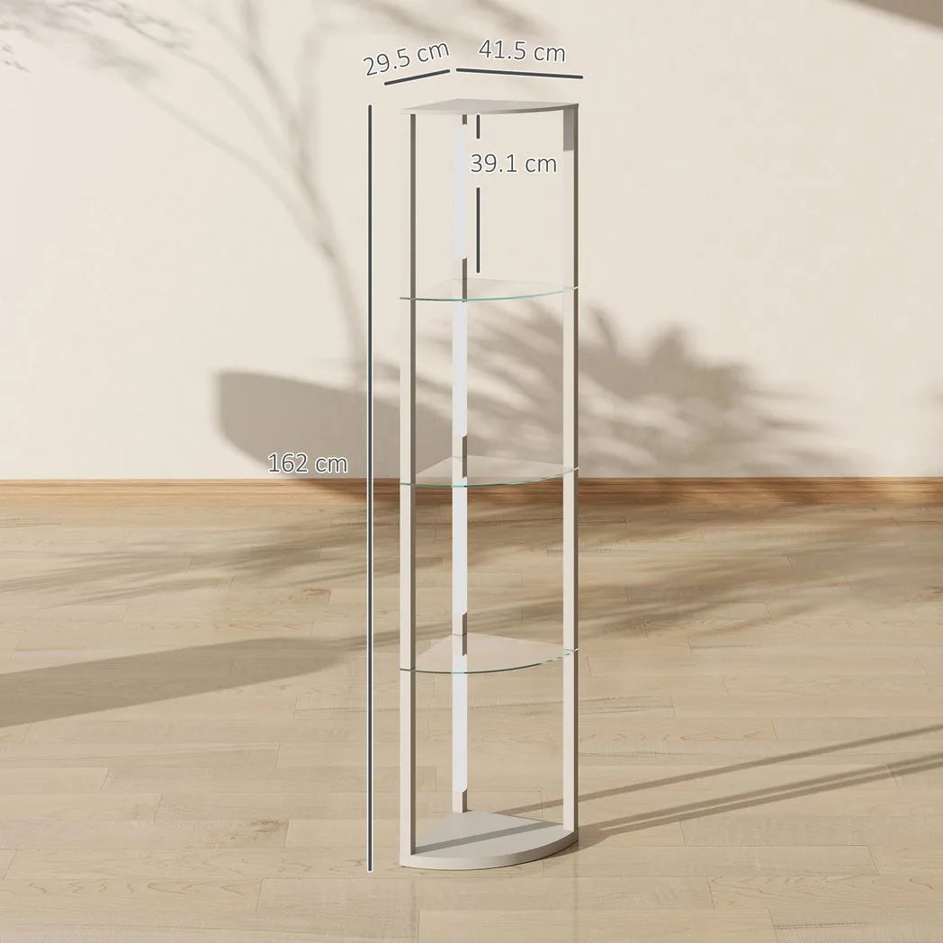 HOMCOM Dimmable LED Corner Shelf Floor Lamp with Foot Switch