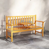 Outsunny Wooden Garden Bench with Liftable Middle Table – 2-3 Seater Pine Patio Loveseat for Porch and Garden, Light Brown