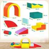 AIYAPLAY 10-Piece Kids Soft Play Set with PU Leather Foam Climbing Blocks for Climbing & Crawling