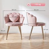 HOMCOM Velvet Accent Chair with Lotus Back, Heart Lumbar Pillow and Gold Tone Metal Legs, Soft Pink