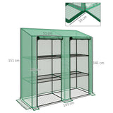 Outsunny Six-Shelf Portable Greenhouse with Two Roll-Up Doors & PE Cover – Steel Frame Plant Greenhouse