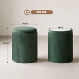 HOMCOM Velvet Round Storage Ottoman with Flip Lid & Marble-Effect Top – 45cm Footstool, Dark Green