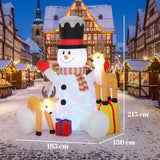 Outsunny 7ft Giant Christmas Inflatable Snowman with 2 Reindeer