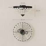HOMCOM Vintage 2-Light Crystal Chandelier Flush Mount Ceiling Light with 168 Octagonal Beads – Black