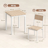 HOMCOM Three-Piece Compact Dining Set with Square Table and 2 Chairs – Space-Saving, Oak Wood Effect