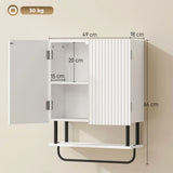 HOMCOM Bathroom Wall Cabinet with Doors and Towel Bar – Wall-Mounted Space-Saving Storage, White