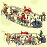 AIYAPLAY 100 Piece Wooden Train Set with Track, Crane & Battery Operated Train – Beechwood Toy, Ages 3+