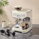 HOMCOM 15 Bar Espresso Coffee Machine with Adjustable Grinder, Steam Wand and Accessories – Cream White