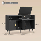 HOMCOM Record Player Stand with 300-Album Vinyl Storage & Flip-Top Compartment – Mid-Century Style, Black