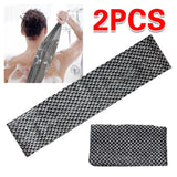 Double-Sided Exfoliating Back Scrubber Bath Towel, 25 x 100cm Body Washcloth – Set of 2, Black