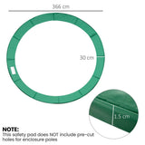HOMCOM 12ft Trampoline Spring Cover Pad, 366cm Replacement Safety Surround with Foam Padding – Green