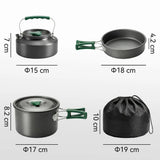 Outsunny Camping Cookware Set for 2–3 People with Pot, Pan & Kettle – Ultralight Aluminium Cooking Kit, Grey