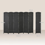 HOMCOM 6 Panel Folding Room Divider – Hand-Woven Style Privacy Screen, 240 x 170cm, Black