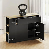 HOMCOM Kitchen Island Storage Cabinet with Adjustable Shelf, 2 Drawers and 3 Open Shelves – Dining Buffet, Black