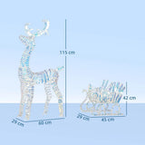 Outsunny Lighted Reindeer & Sleigh, 170 LEDs