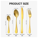 30 Piece Stainless Steel Cutlery Set for 6, Gold – Knives, Forks, Spoons, Teaspoons and Salad Forks