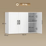 HOMCOM 90 cm Wall-Mounted Bathroom Cabinet with Soft-Close Doors and Adjustable Shelf – White