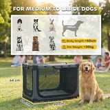 PawHut Soft Dog Travel Crate, 90 x 64 x 64 cm, with Removable Pad and Mesh Windows – Foldable, Army Green