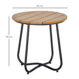Outsunny Round Outdoor Side Table with Slatted Top and Adjustable Leg Pads, 49 x 49 x 48 cm – Natural Wood & Black