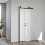 HOMCOM 70 cm Modern Sliding Door Set with Steel Rail, Two-Panel Design & Pulleys – White