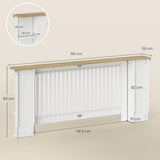 HOMCOM Extra Large Radiator Cover with Open Shelves – Vertical Slatted Heater Cabinet for Living Room, White