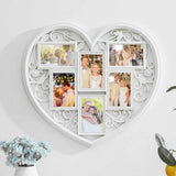 Large White Heart Multi-Picture Hanging Photo Frame