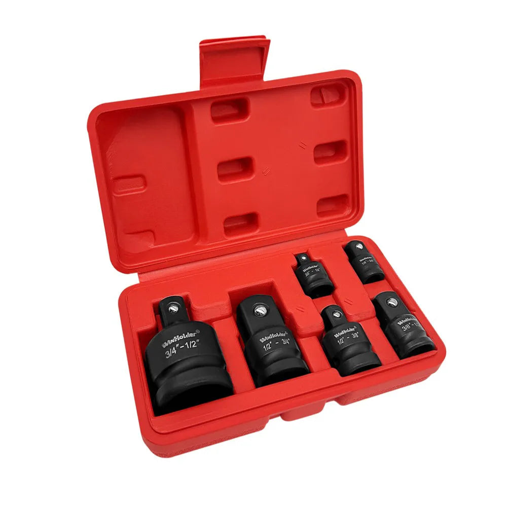 6 Piece Impact Socket Adapter and Reducer Set, 3/4", 1/2", 3/8" & 1/4" Drive – Chrome Molybdenum Alloy Converters