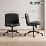 HOMCOM Armless Home Office Chair with 62cm Wide Seat & Rocking Function – Cross-Legged Swivel Chair, Black