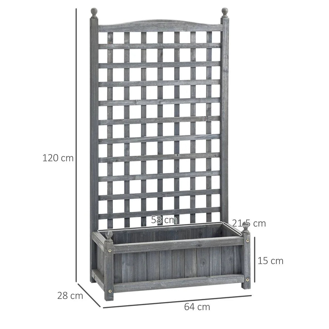 Outsunny Wooden Raised Planter with Trellis