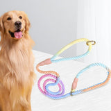 150cm Hand-Braided Nylon Dog Training Leash – Ombré Rope Lead with Dual Metal Clasps