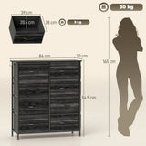 HOMCOM Eight Fabric Drawer Chest with Steel Frame, Pockets and Anti-Tipping Kit – Bedroom Storage, Black