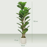 HOMCOM 120cm Artificial Fiddle Leaf Fig Tree with White Pot – Lifelike Faux Plant for Home & Office, Green