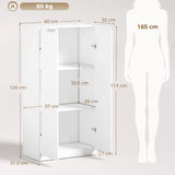 HOMCOM 120 cm Tall Storage Cabinet with 3 Tiers and Soft-Close Doors – Home Office File Organiser, White