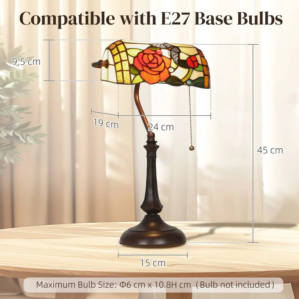 HOMCOM Tiffany-Style Rose and Butterfly Table Lamp – Multi