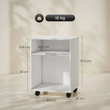 HOMCOM 2-Tier Printer Stand with Storage – Under Desk Printer Cart on Wheels, White