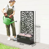 Outsunny Outdoor Metal Planter, with Back Trellis – Black