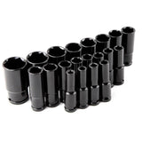 20-Piece Heavy Duty Deep Impact Socket Set, 1/2 Inch Drive, 6 Point Metric 8–32 mm with Storage Case