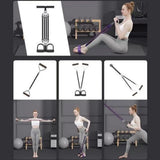 Pedal Resistance Band with 4 Tubes & Foam Handles – Adjustable 25–100lb Full Body Workout Kit with Door Anchor