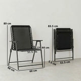 Outsunny Set of 2 Folding Garden Chairs with Breathable Texteline Seat and Armrests – Outdoor Dining, Black