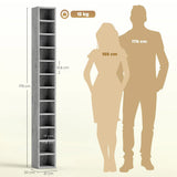 HOMCOM 204 CD Tall Narrow Media Storage Tower – 12-Tier Cube Display Shelf, Cement Grey