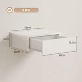 HOMCOM Set of 2 Floating Bedside Tables with High Gloss Finish and Storage Drawer – Wall-Mounted, White