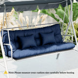 Outsunny 3 Seater Swing Seat and Back Cushion Set with 2 Pillows, Water Repellent, Dark Blue